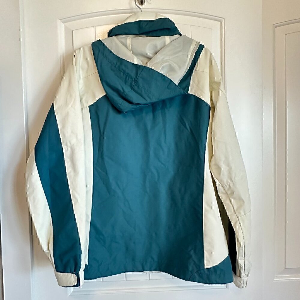 VINTAGE 80s / 90s windbreaker hoodie jacket full zip with pockets women's large - Picture 2 of 13